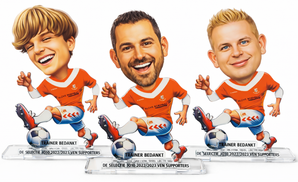 Een afbeelding van 3 trainers in cartoon foto gedrukt plexiglas